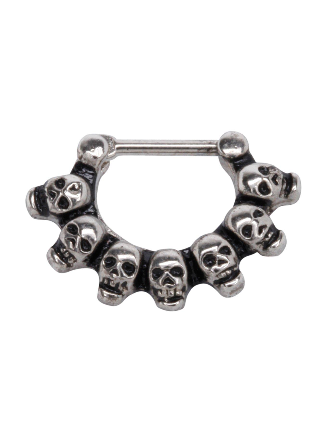 Steel Skull Filigree Septum Clicker, , hi-res