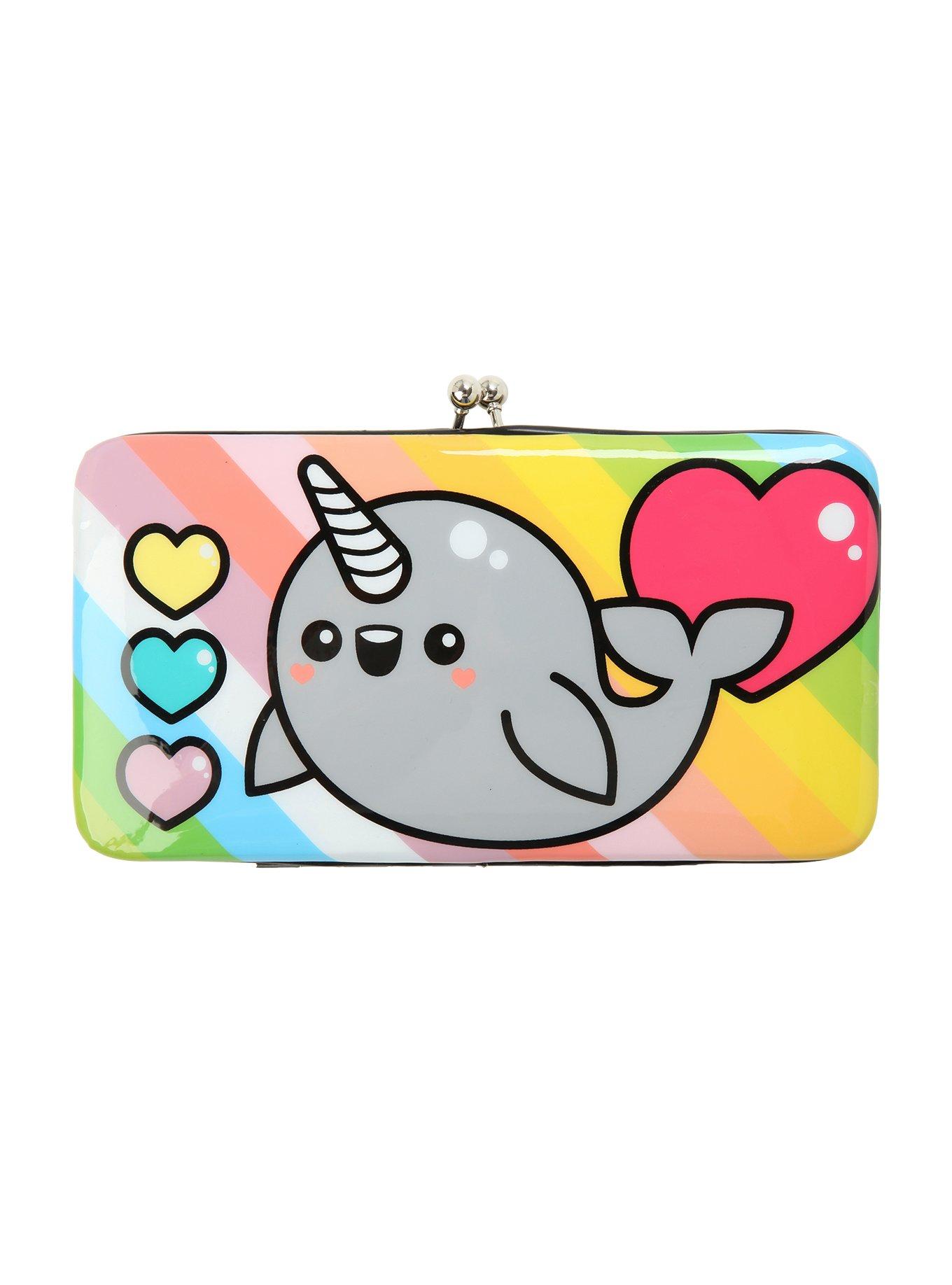 Rainbow Narwhal Kisslock Hinge Wallet, , hi-res