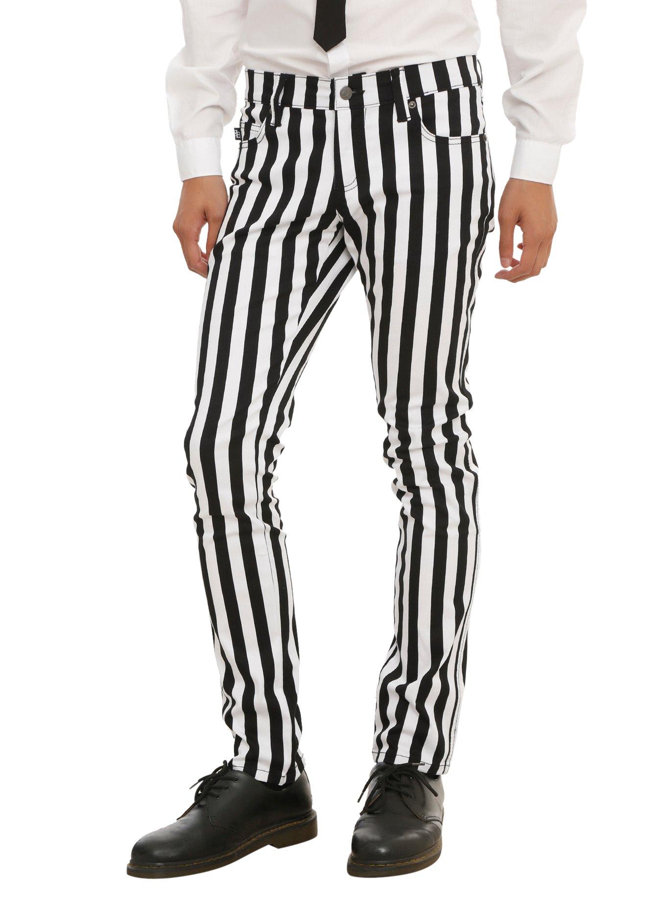 Royal Bones By Tripp Black & White Striped Skinny Pants, BLACK, hi-res