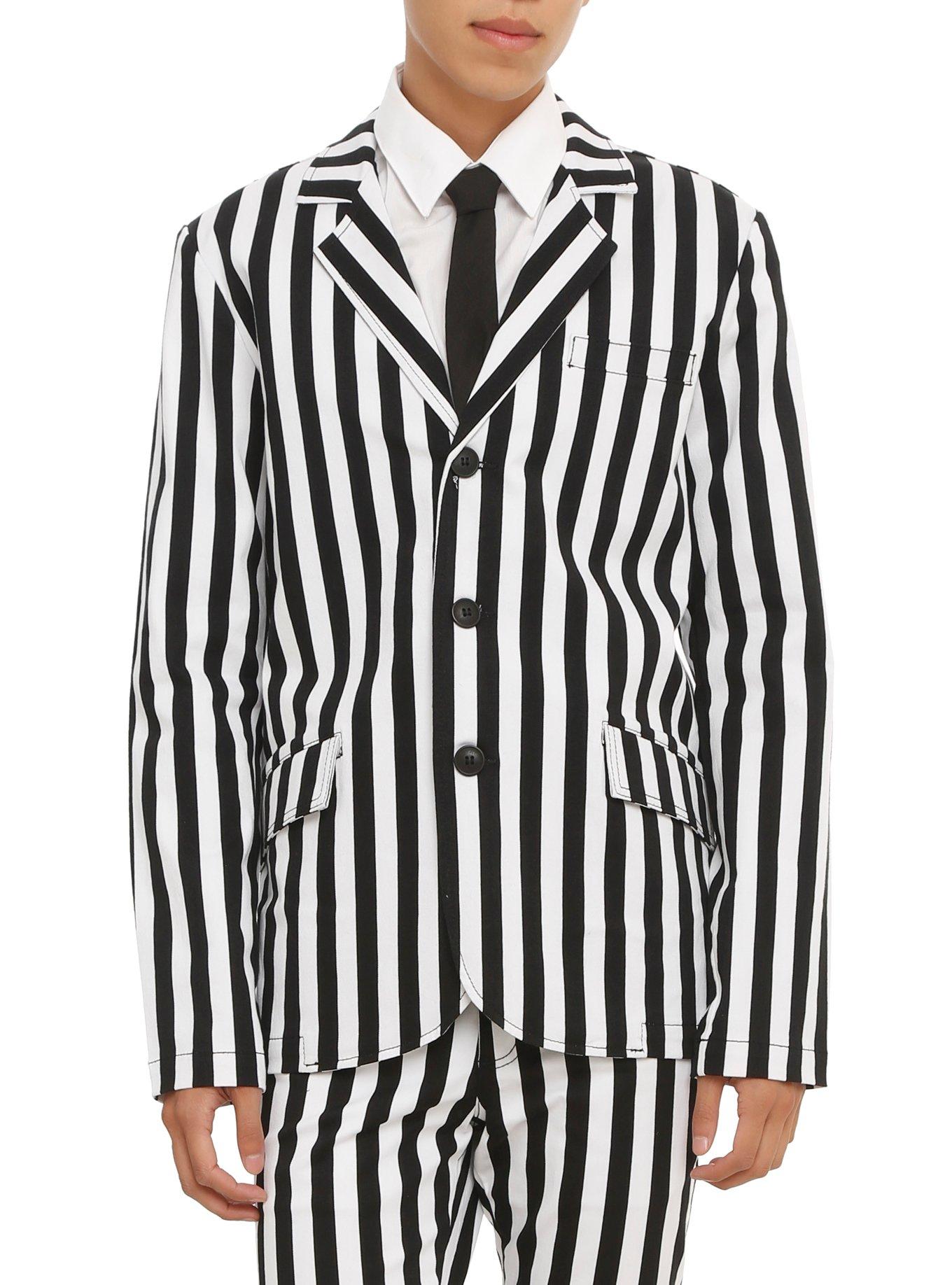 Athletic Stripe Tall Men's Jacket in Black-White Stripe