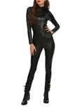Black Quilted Zip-Up Bodysuit, , hi-res