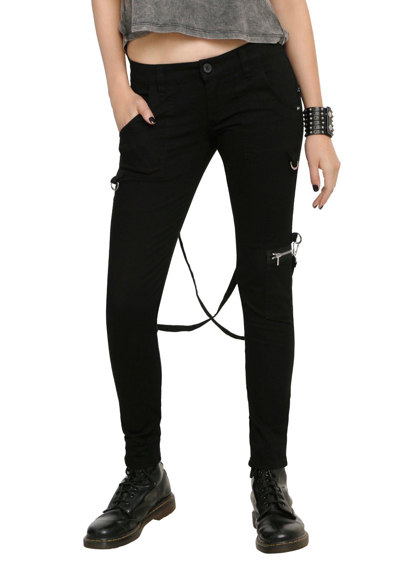 Royal Bones By Tripp Black Strap Skinny Jeans, BLACK, hi-res