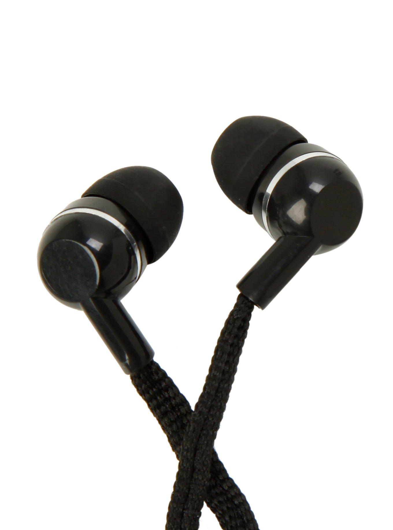 Black Zipper Earbuds, , hi-res