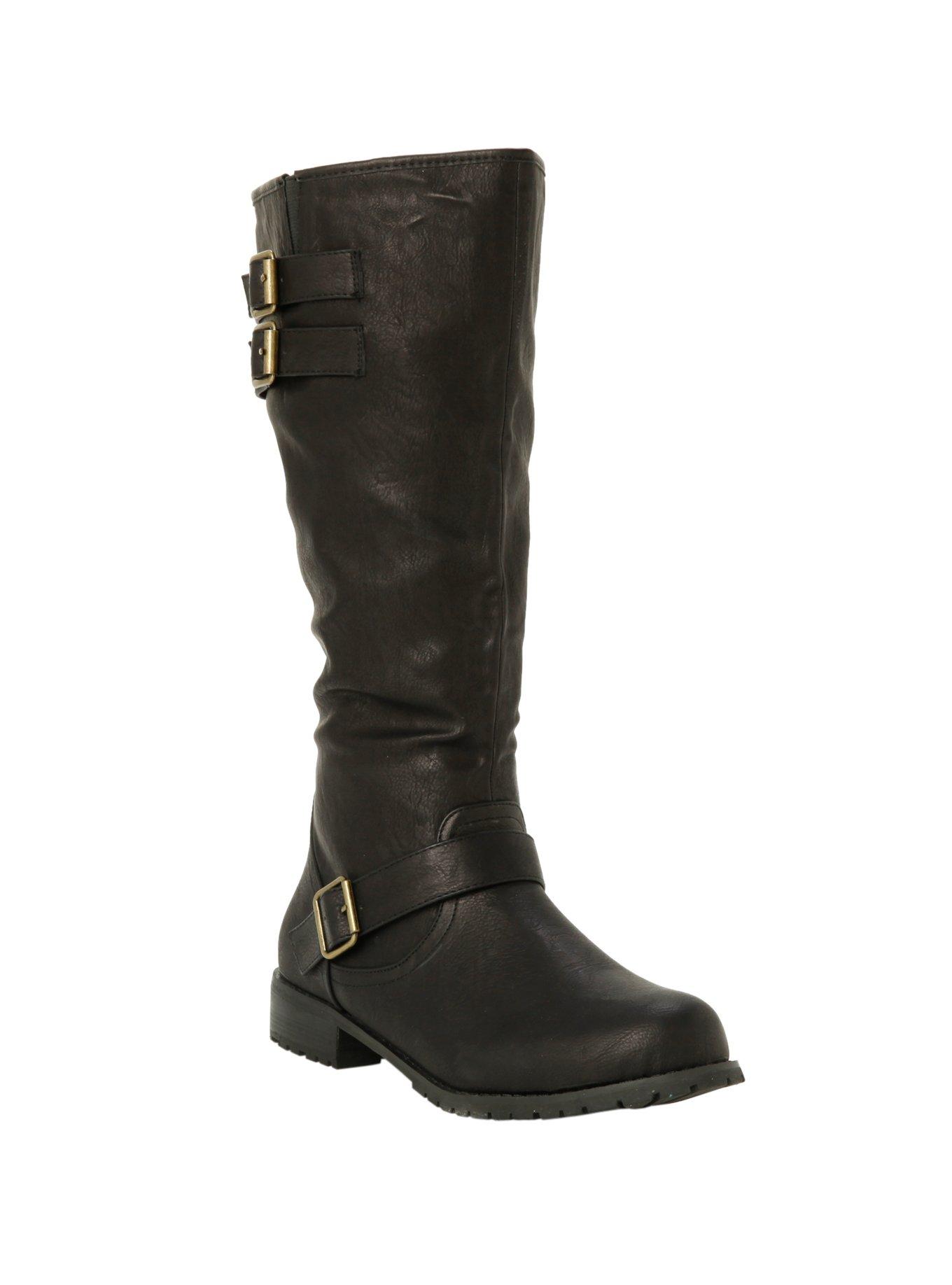 Black Buckle Boot, BLACK, hi-res