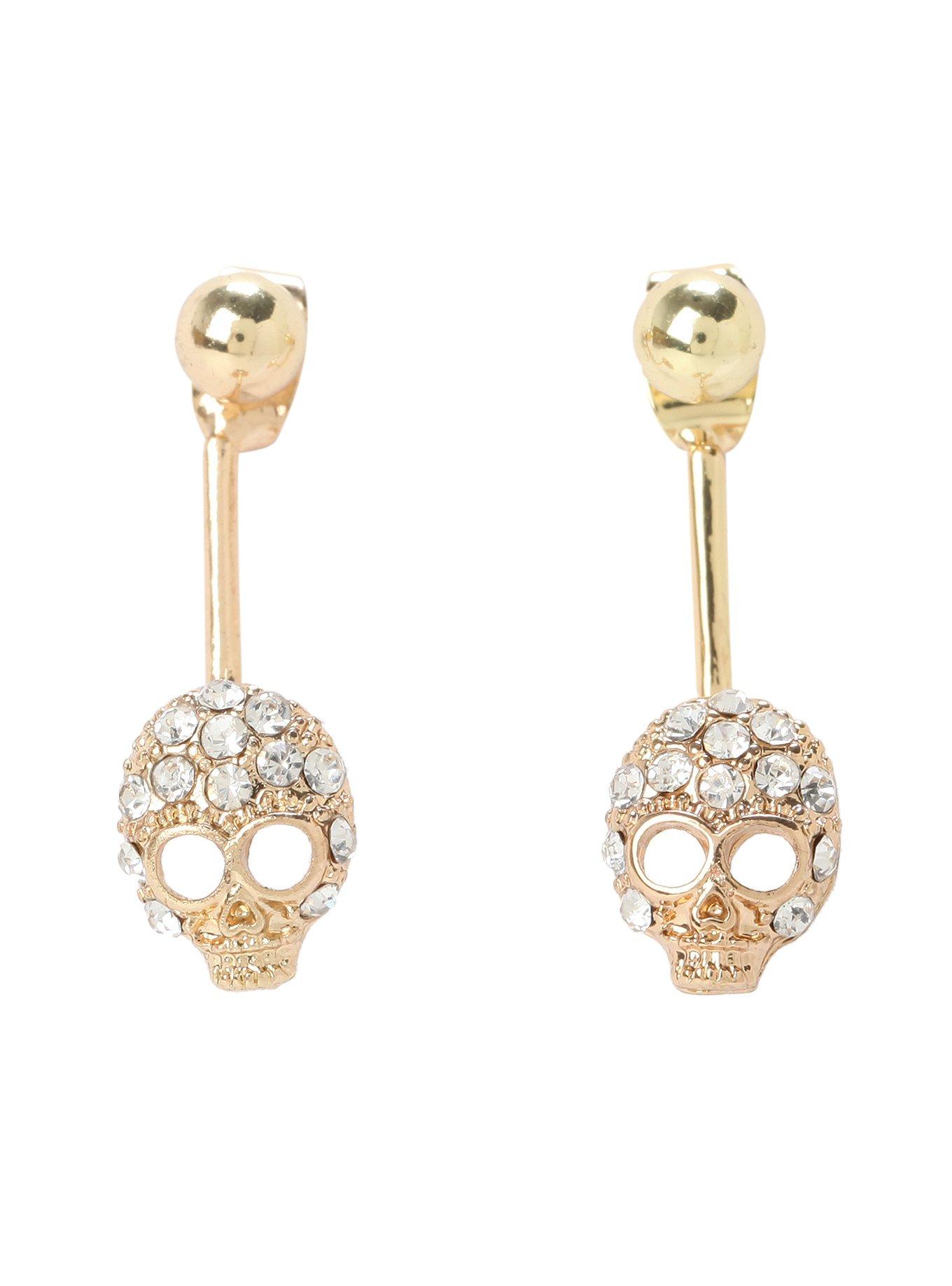 LOVEsick CZ Skull Drop Earrings, , hi-res