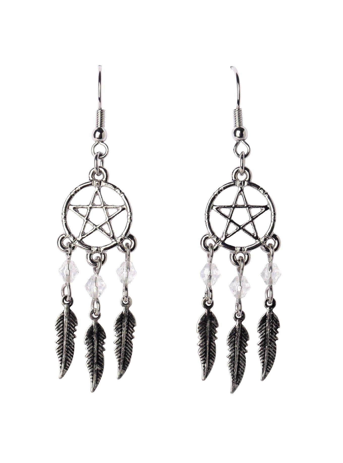 LOVEsick Pentacle Dreamcatcher Earrings, , hi-res