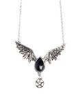 LOVEsick Winged Black Tear Pentacle Necklace, , hi-res