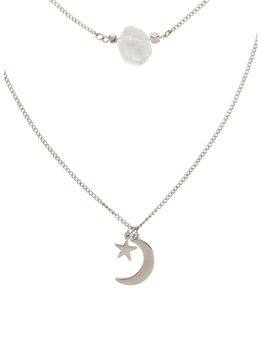 Moon Star Crystal Layer Necklace, , hi-res