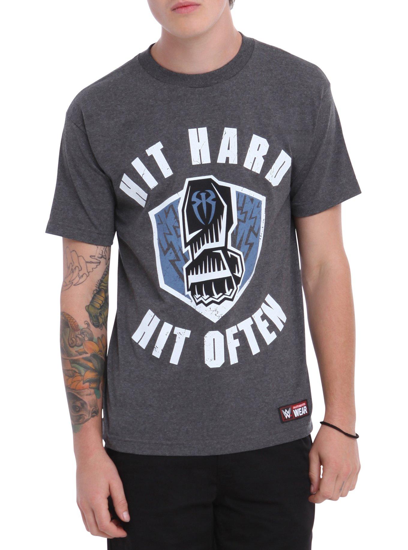 WWE Roman Reigns Hit Hard Hit Often T-Shirt, BLACK, hi-res