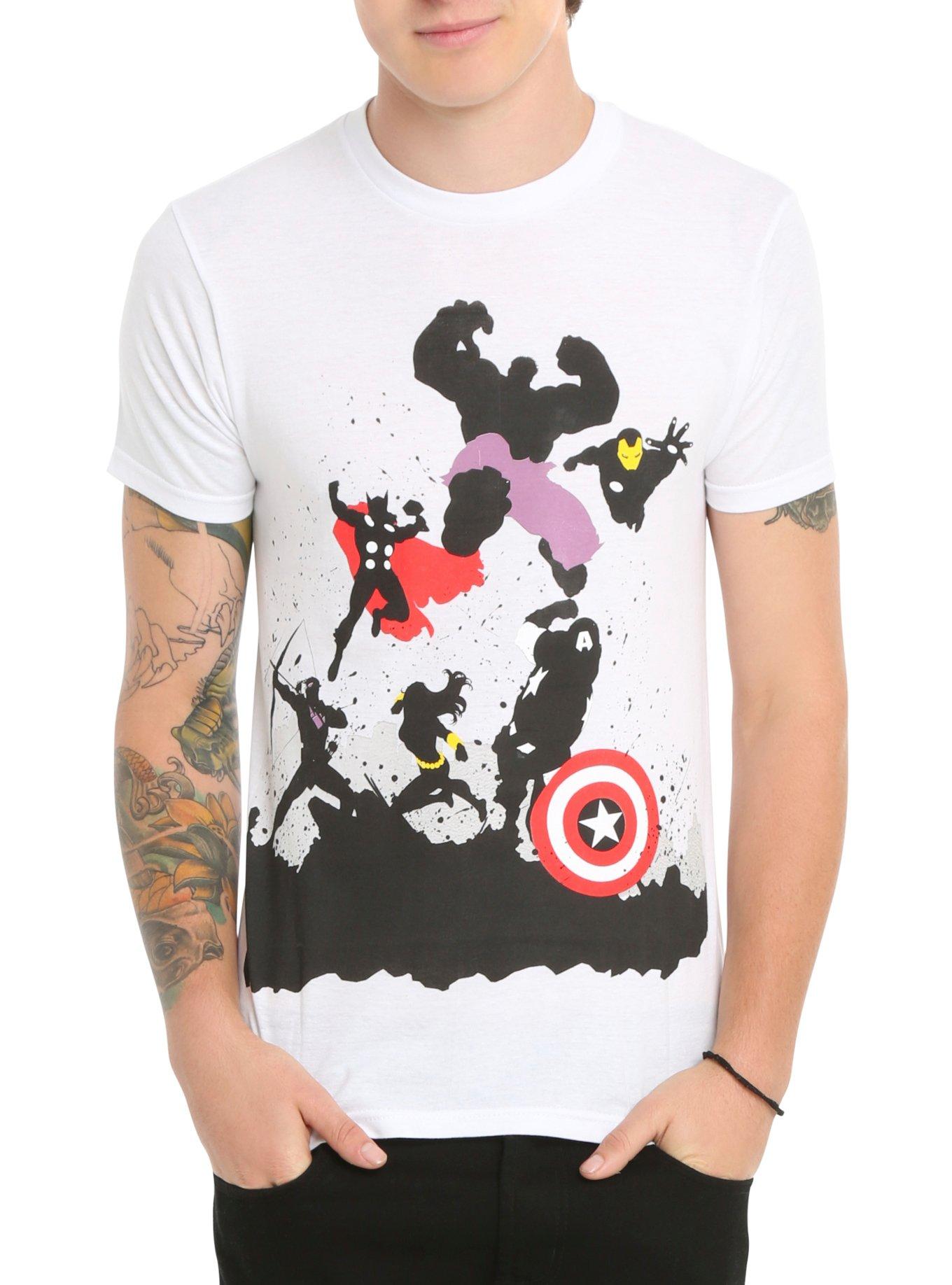 Marvel Avengers Assemble Silhouettes T-Shirt, WHITE, hi-res