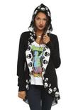 Black & White Skull Girls Hooded Cardigan, BLACK, hi-res