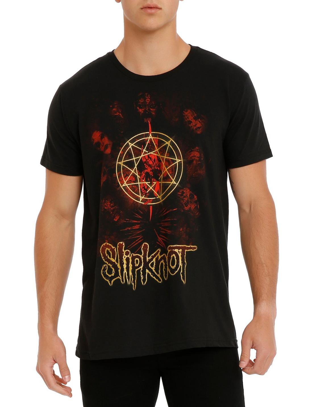 Slipknot Gold Nonagram Logo T-Shirt, BLACK, hi-res