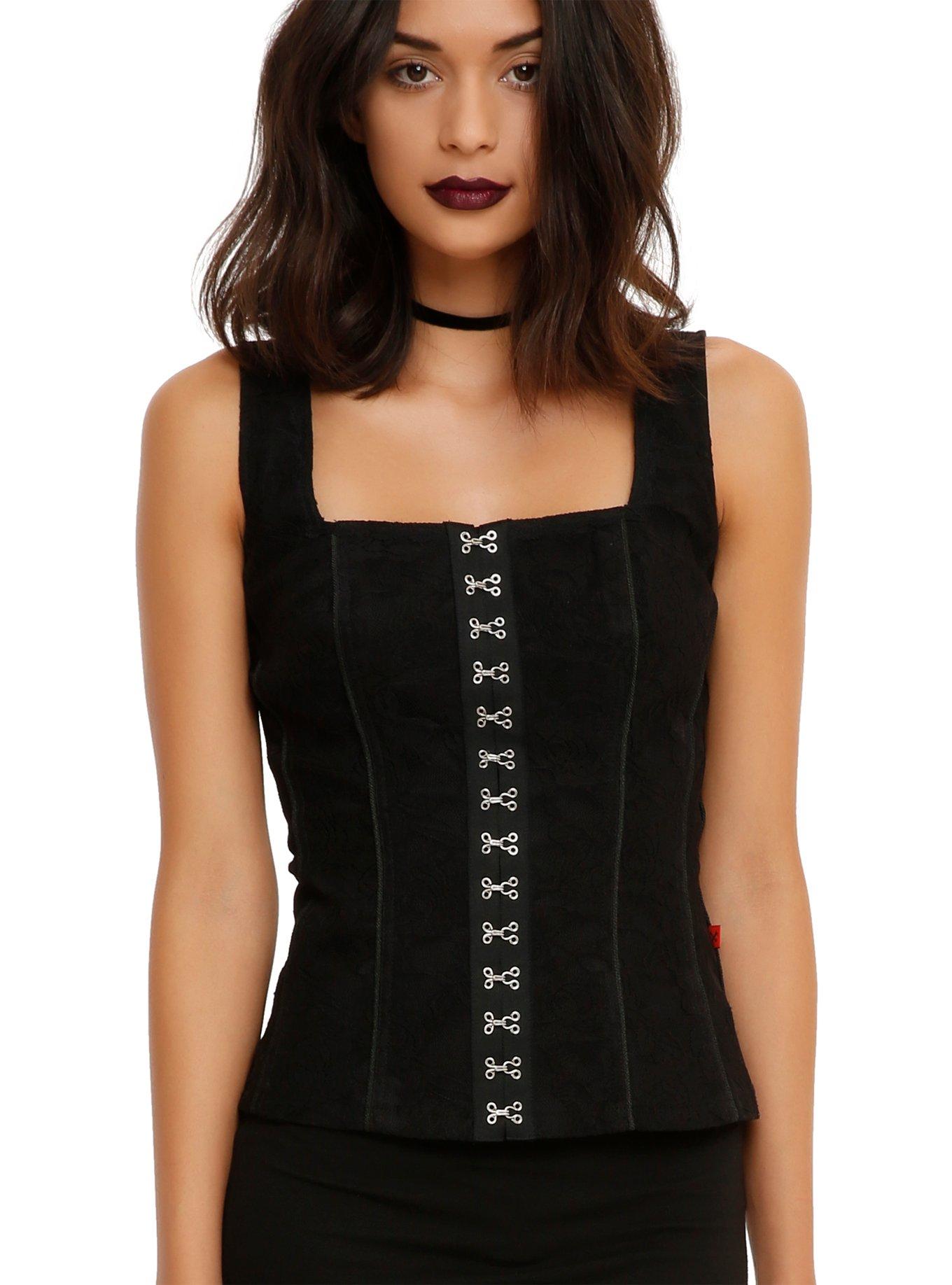 ROYAL BONES BY TRIPP GOTHIC WITCH GOTH BLACK CORSET SEXY TOP SHIRT TF9366