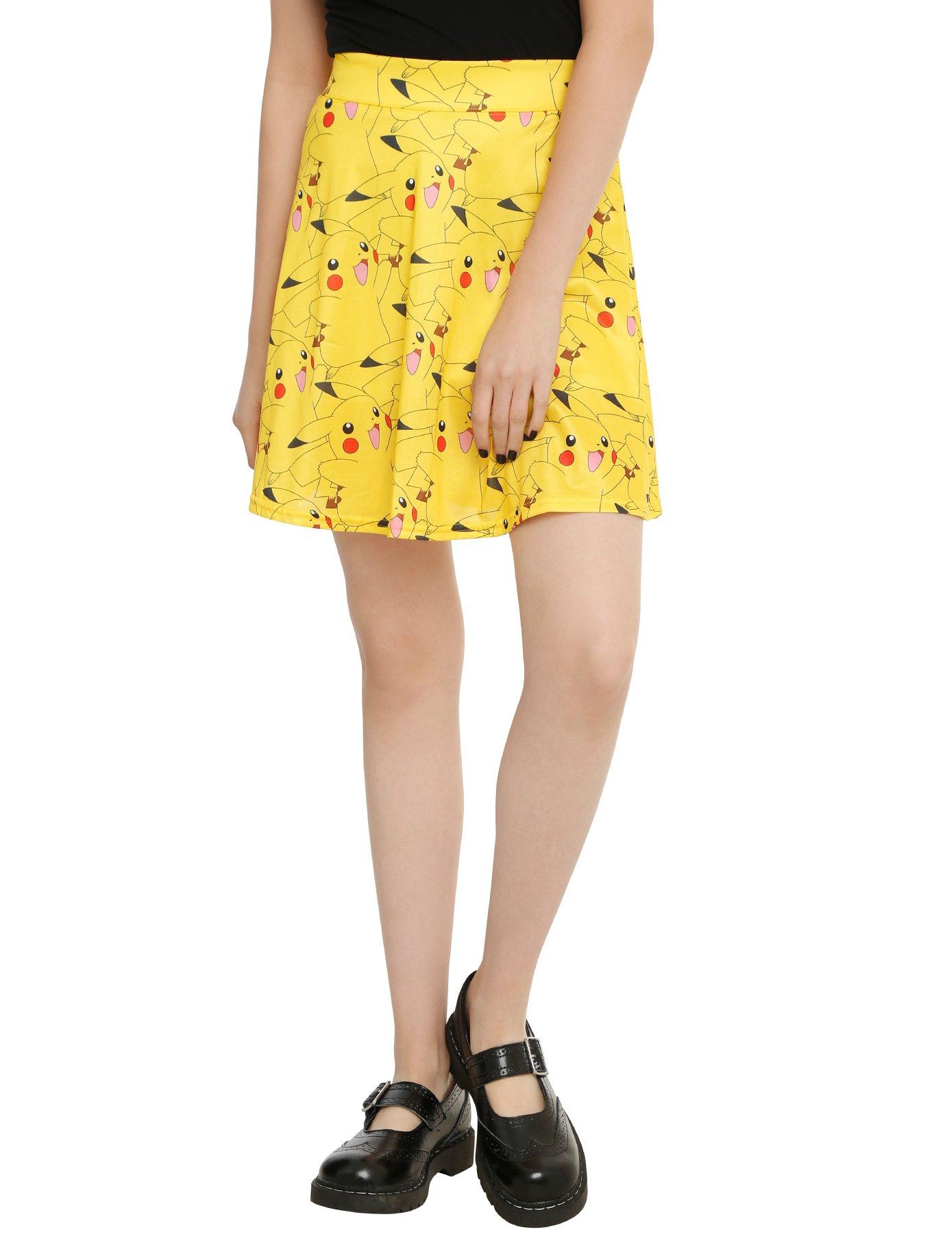 Pokemon Pikachu Print Circle Skirt, YELLOW, hi-res