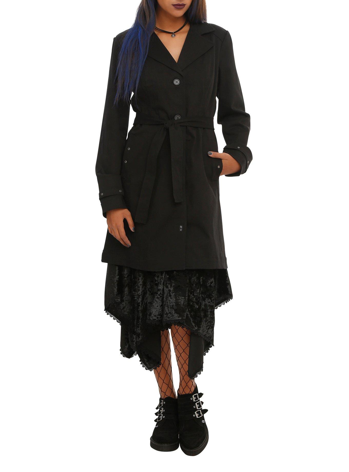 Royal Bones By Tripp Grommet Lace-Up Trench Coat, BLACK, hi-res