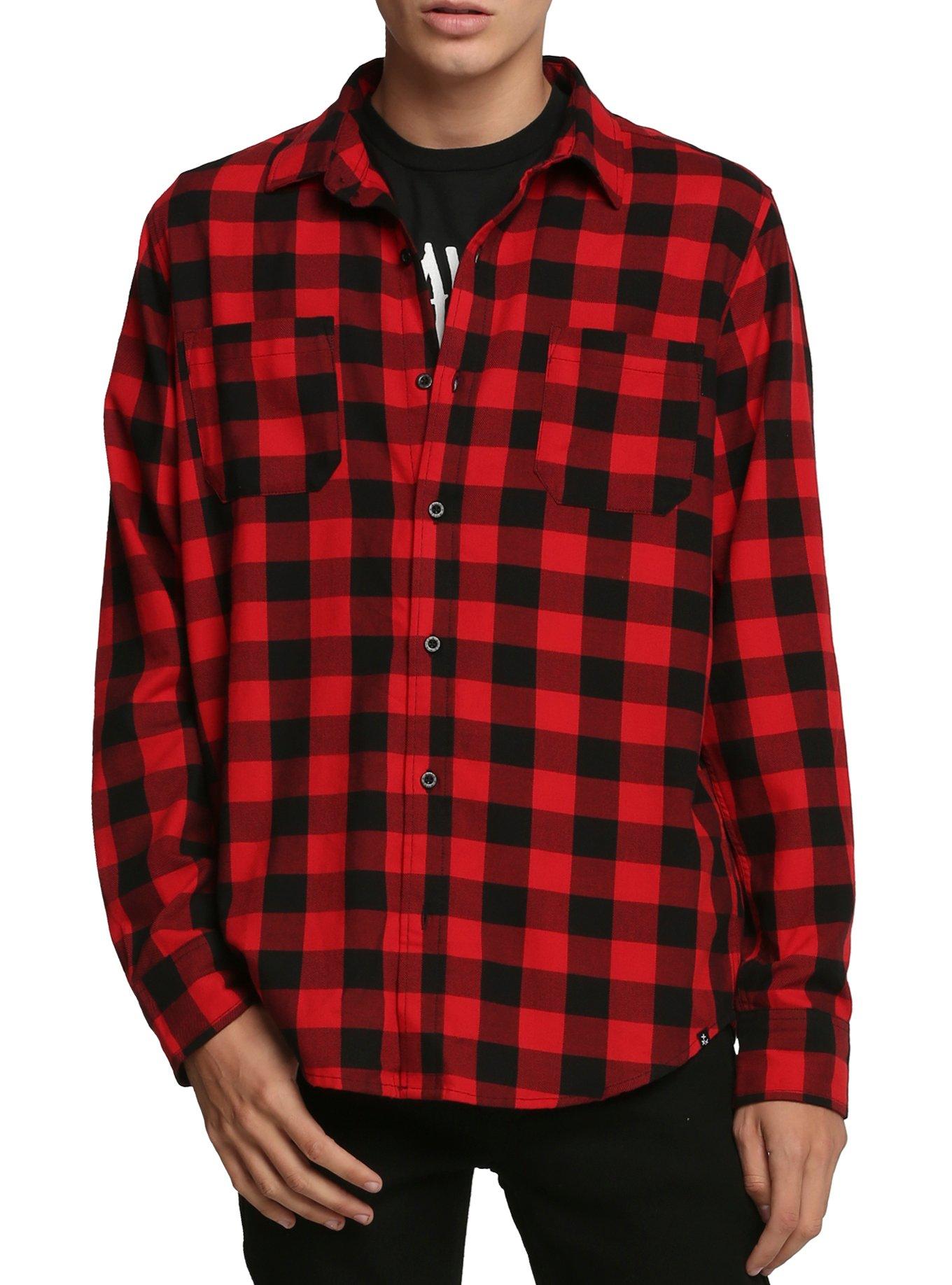 XXX RUDE Red & Black Buffalo Check Woven, RED, hi-res