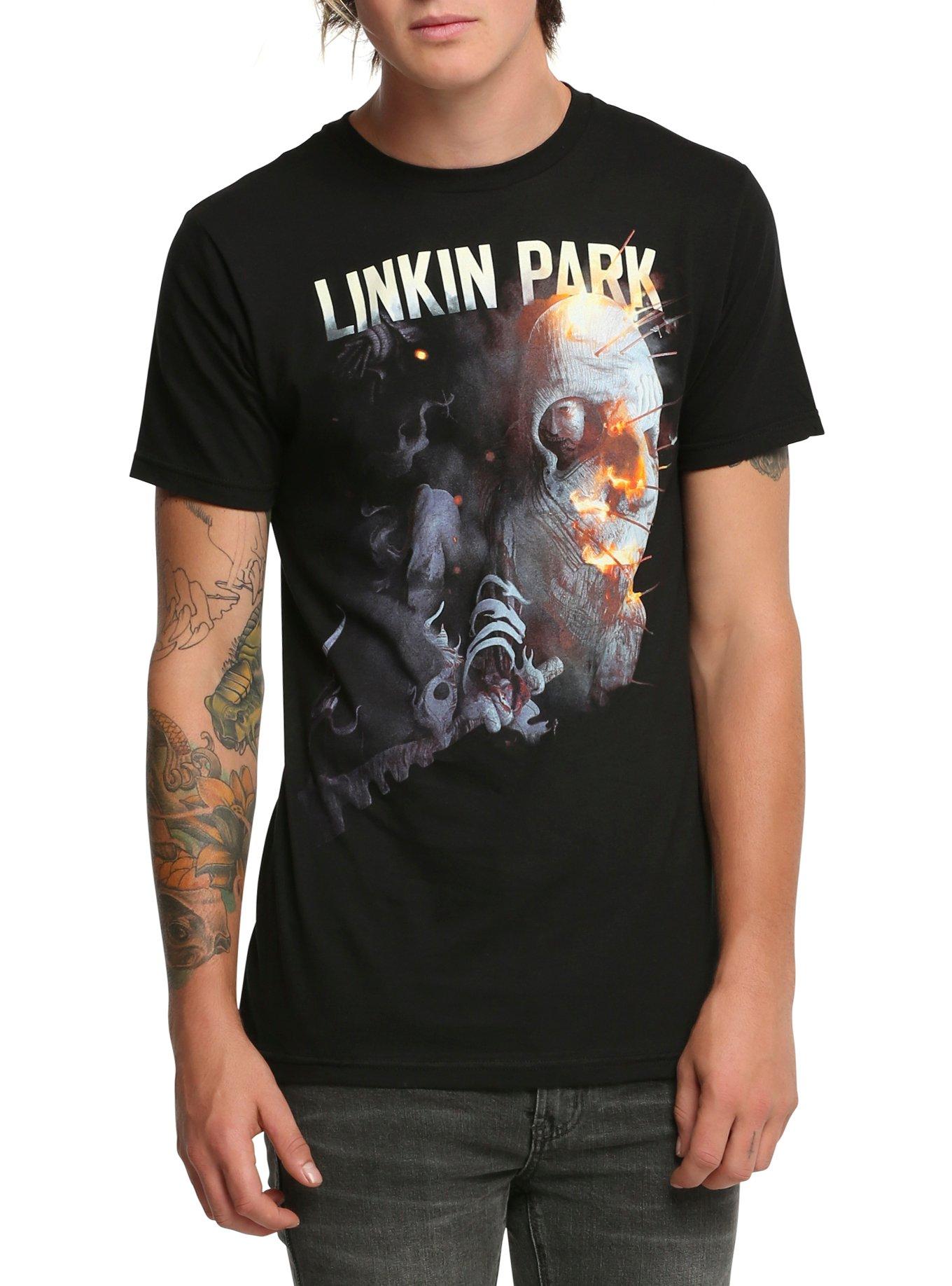 Linkin Park Fire Face T-Shirt, BLACK, hi-res