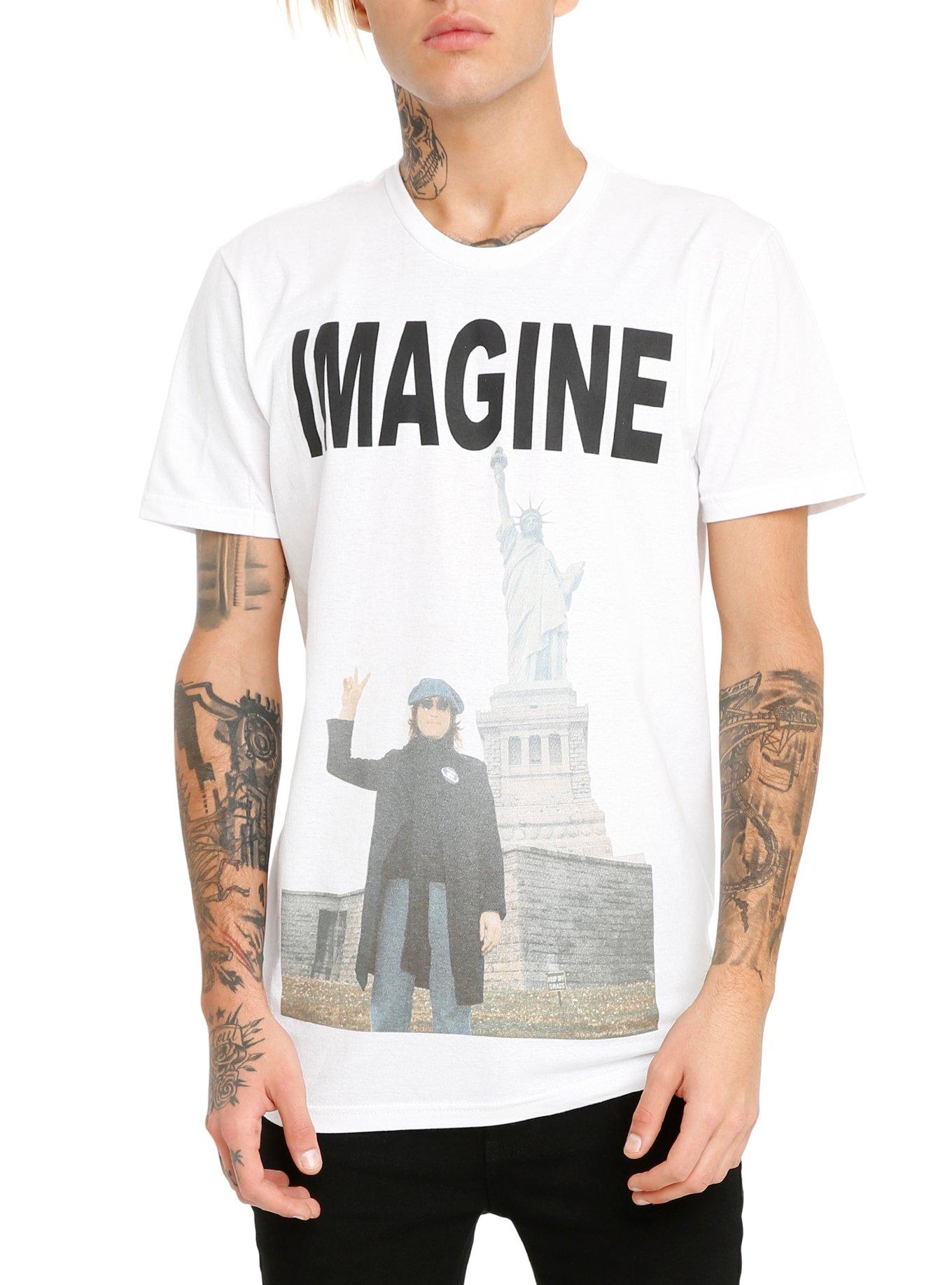 John Lennon Imagine Statue Of Liberty T-Shirt, , hi-res