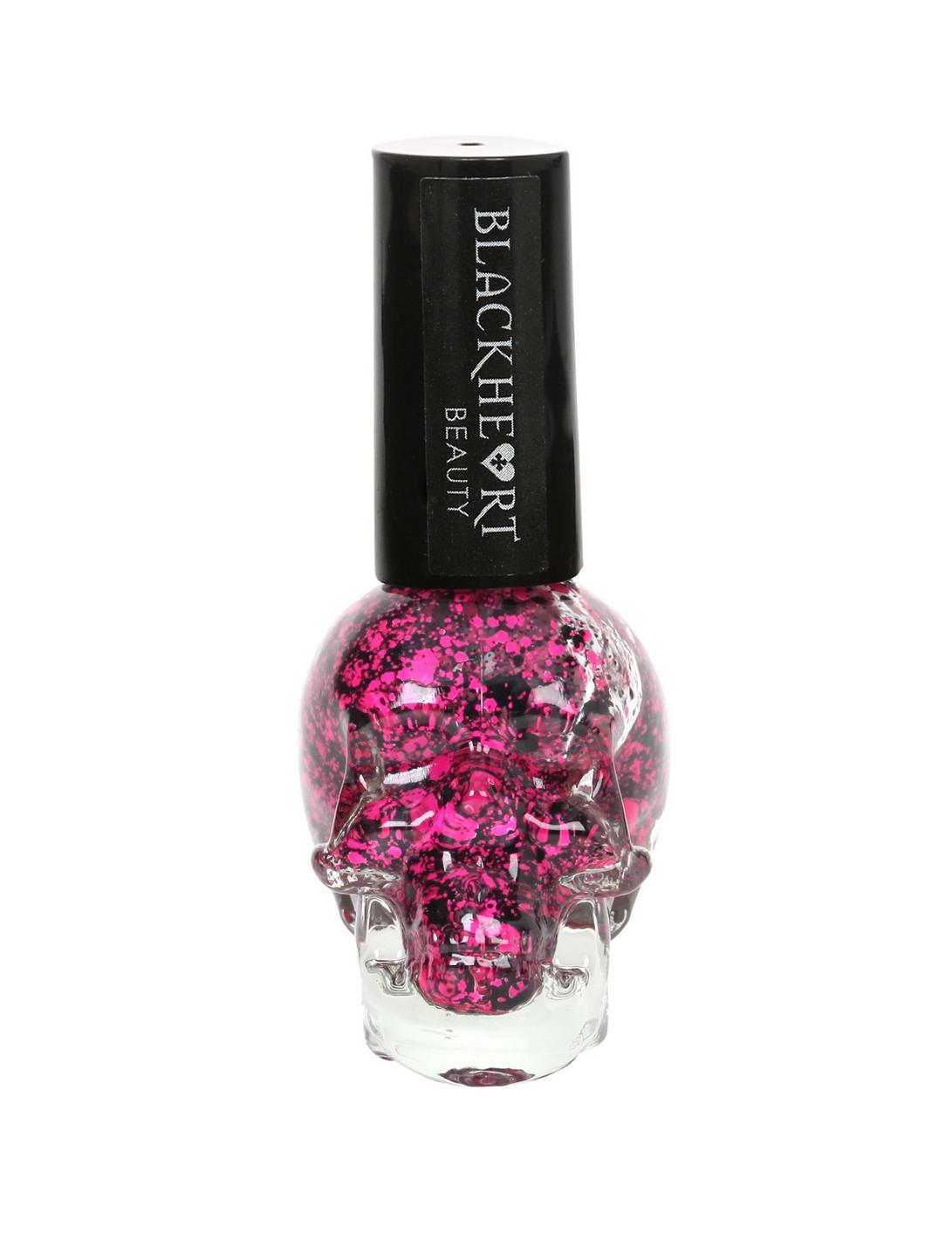 Blackheart Beauty Black Pink Splatter Nail Polish, , hi-res