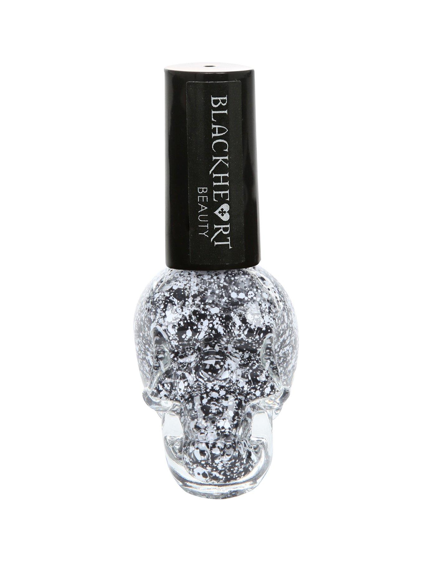 Blackheart Beauty Black White Splatter Nail Polish, , hi-res