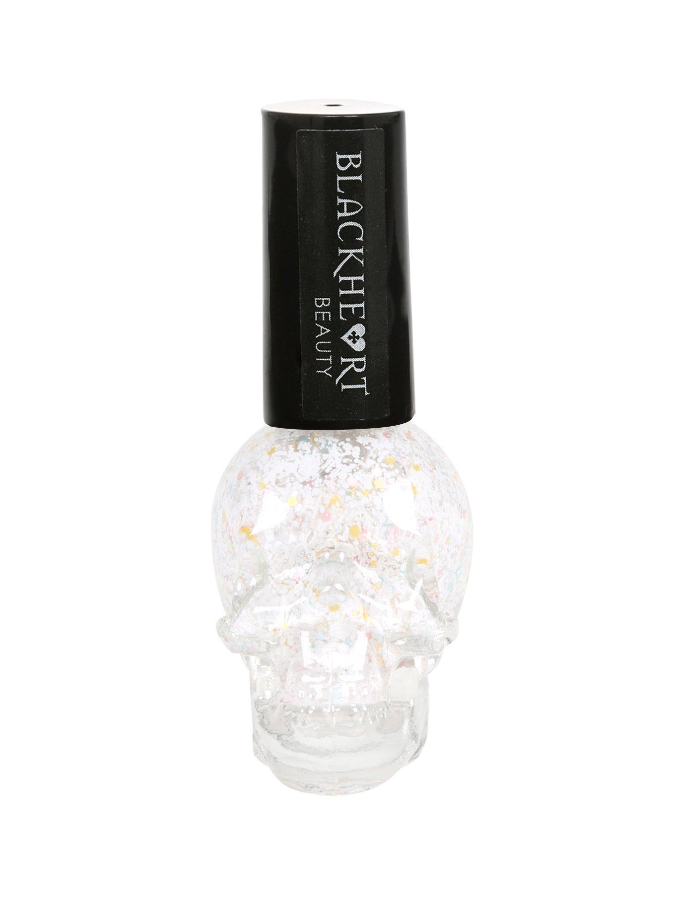 Blackheart Beauty White Splatter Nail Polish, , hi-res