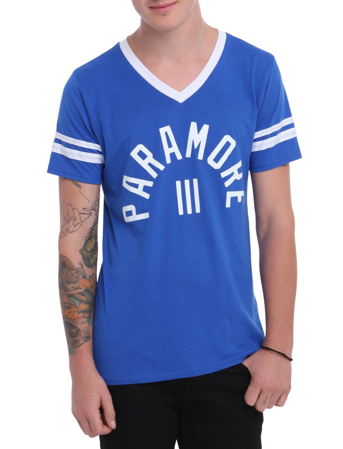 Paramore Blue & White Athletic T-Shirt, ROYAL BLUE, hi-res