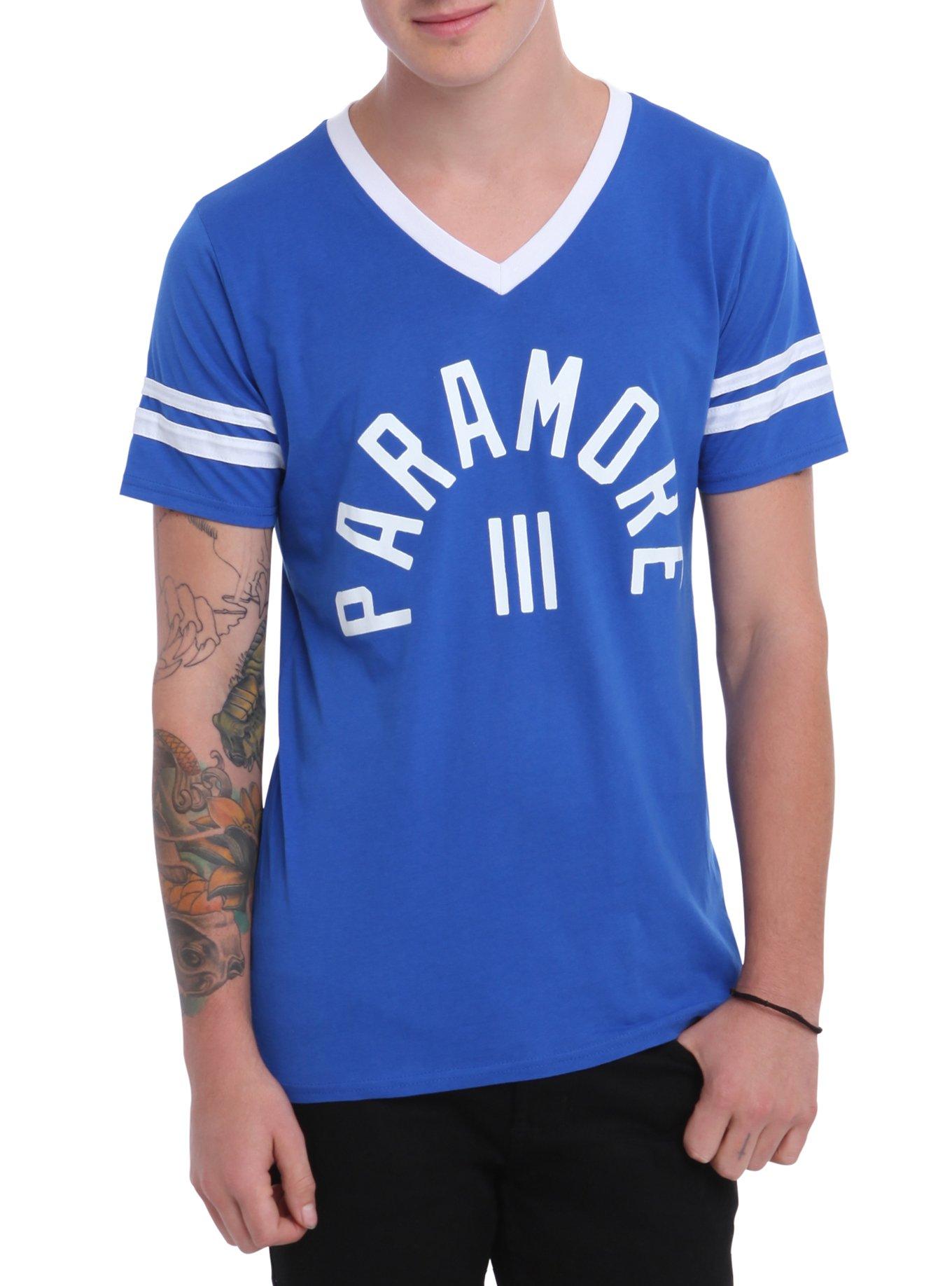 Paramore Blue & White Athletic T-Shirt, ROYAL BLUE, hi-res