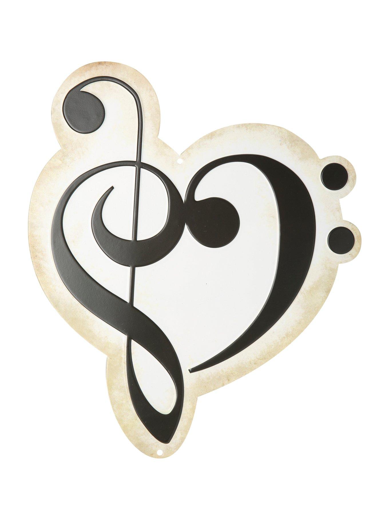 Music Clef Heart Tin Sign | Hot Topic