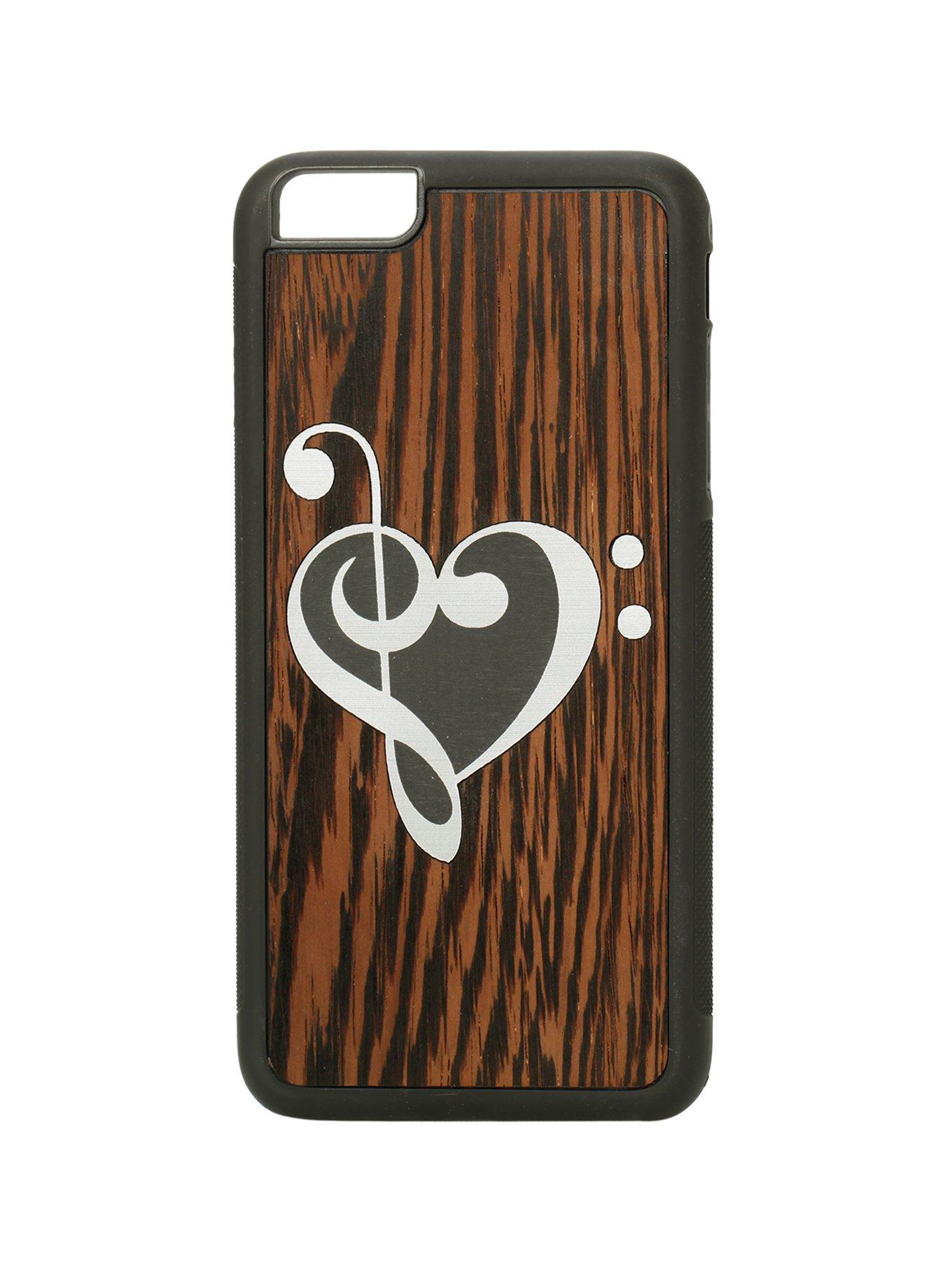 Music Clef Heart Wood Inlay iPhone 6 Plus Case, , hi-res