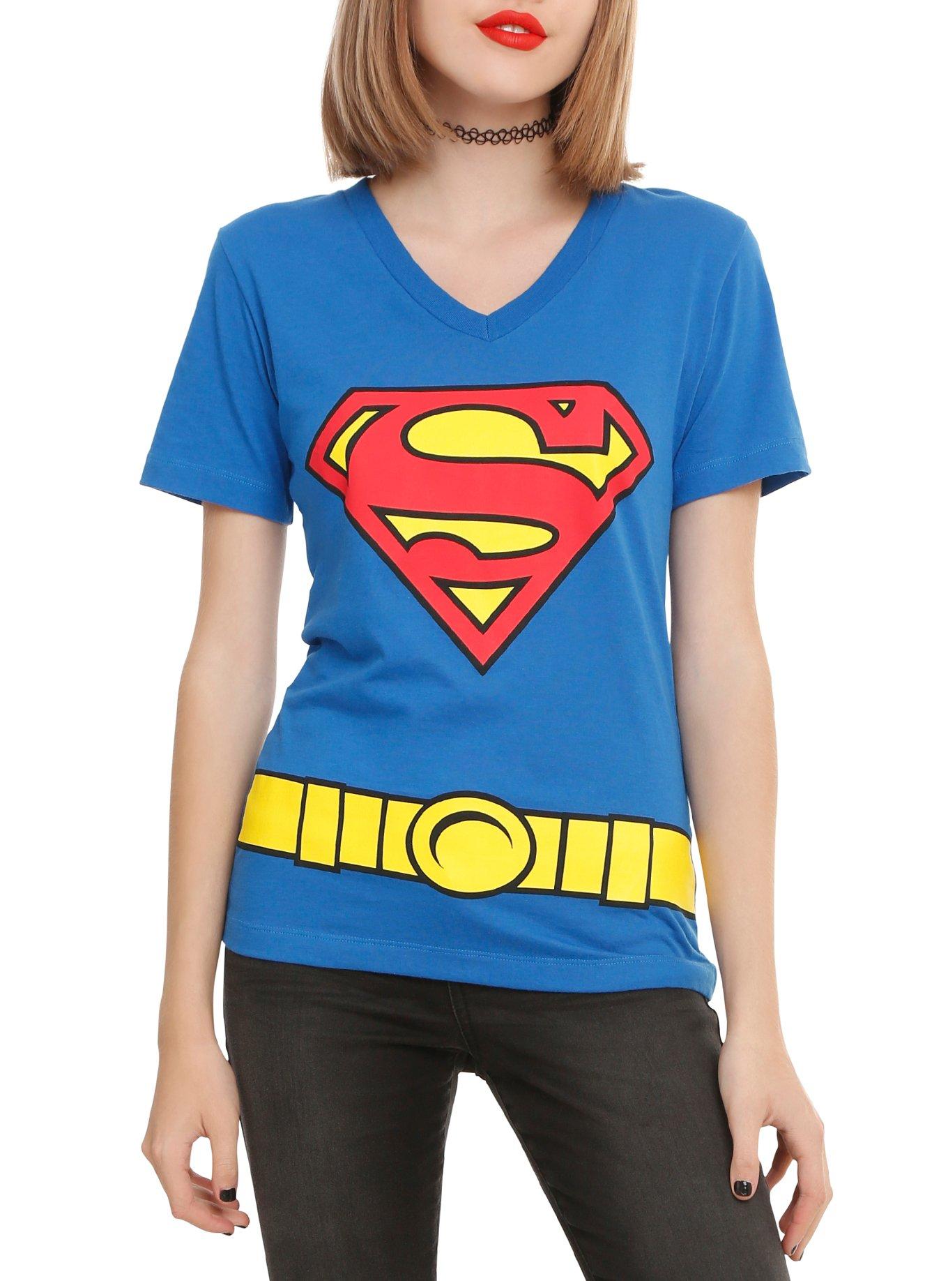 DC Comics Superman Costume V-Neck Girls T-Shirt, , hi-res
