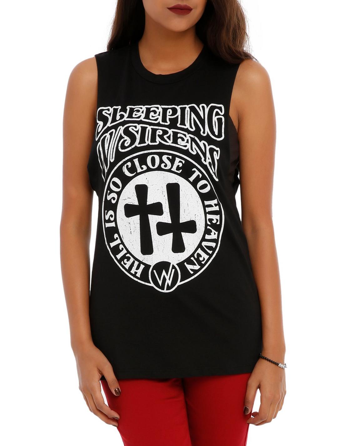Sleeping With Sirens Hell Close To Heaven Girls Muscle Top, BLACK, hi-res