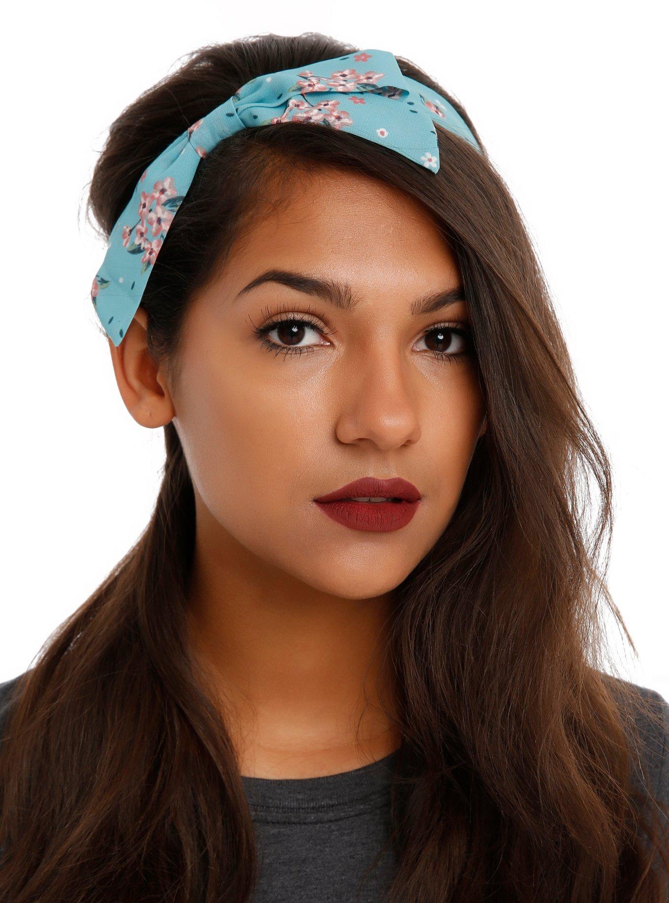 Blue & Pink Polka Dot & Floral Bow Headband 2 Pack, , hi-res