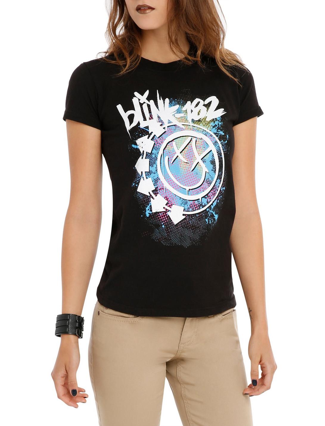 Blink-182 Dotted Smiley Girls T-Shirt, BLACK, hi-res