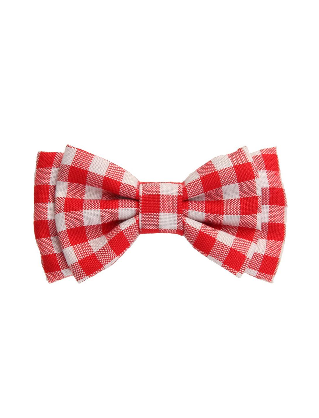 Red & White Gingham Hair Bow, , hi-res