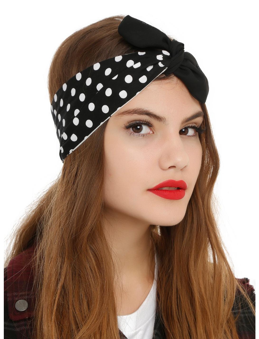 LOVEsick Black & White Anchor & Polka Dot Reversible Headband, , hi-res