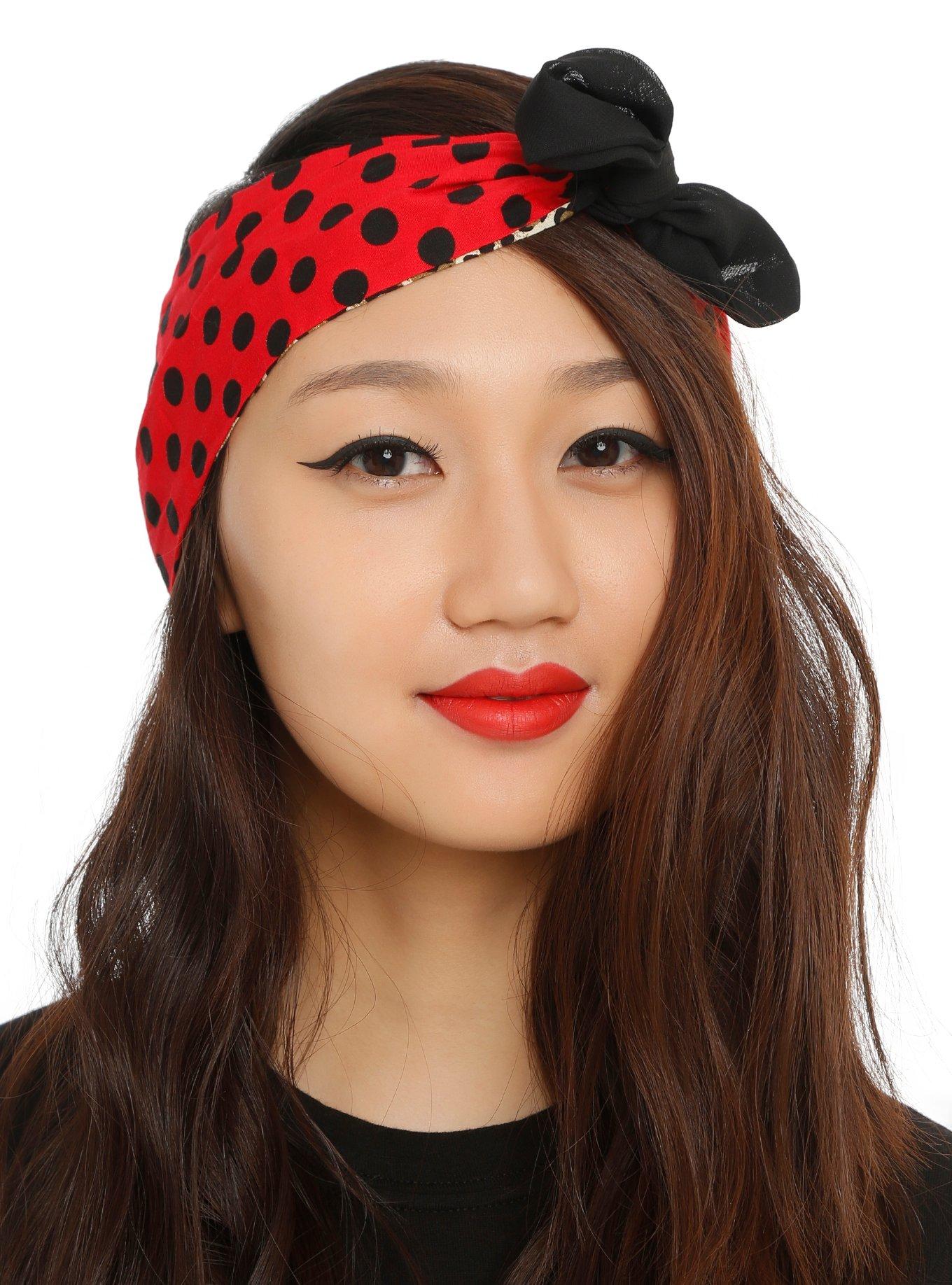 LOVEsick Black & Red Leopard & Polka Dot Reversible Headband, , hi-res