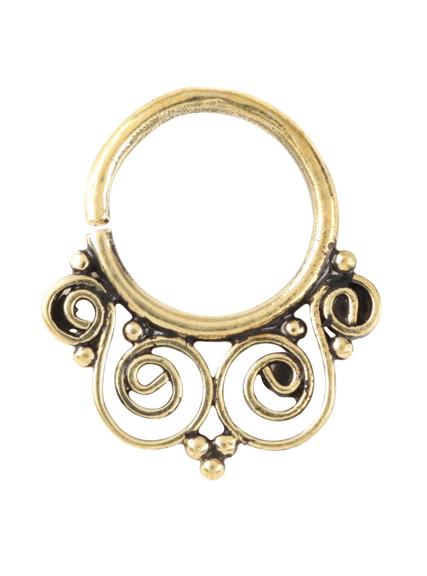 Steel Brass Skinny Swirl  Septum Hoop, , hi-res