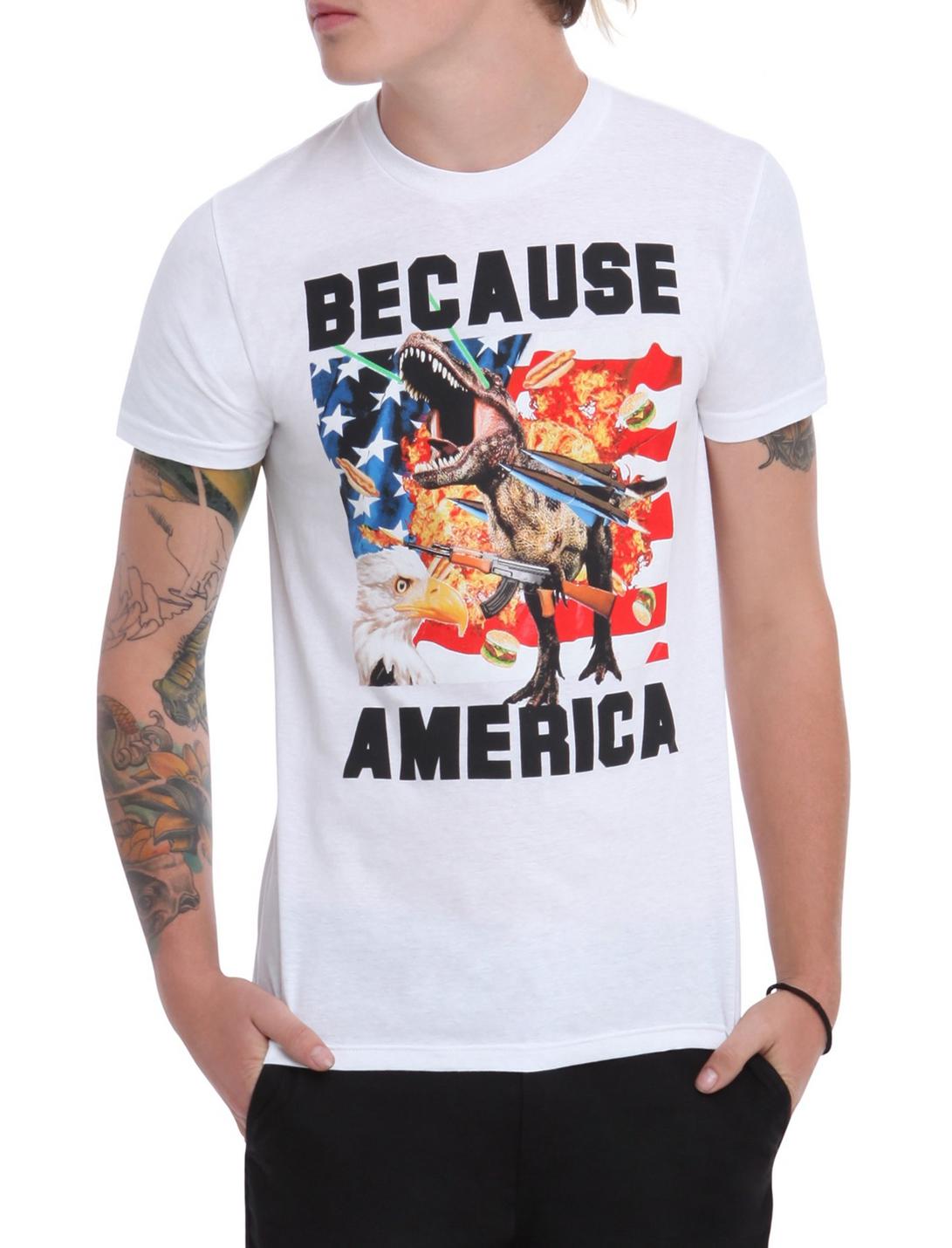 Because America Dinosaur T-Shirt, BLACK, hi-res