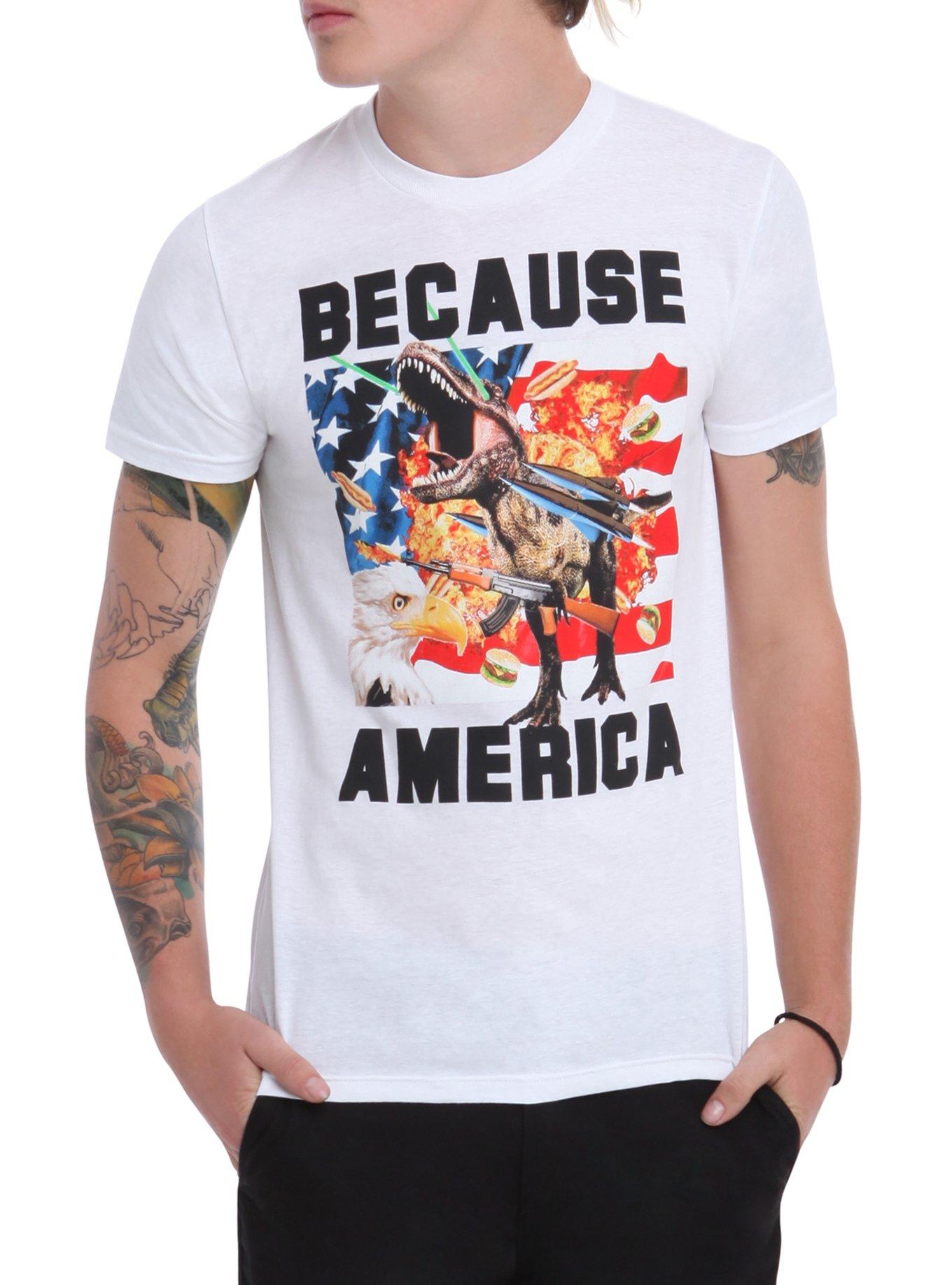 Because America Dinosaur T-Shirt, BLACK, hi-res