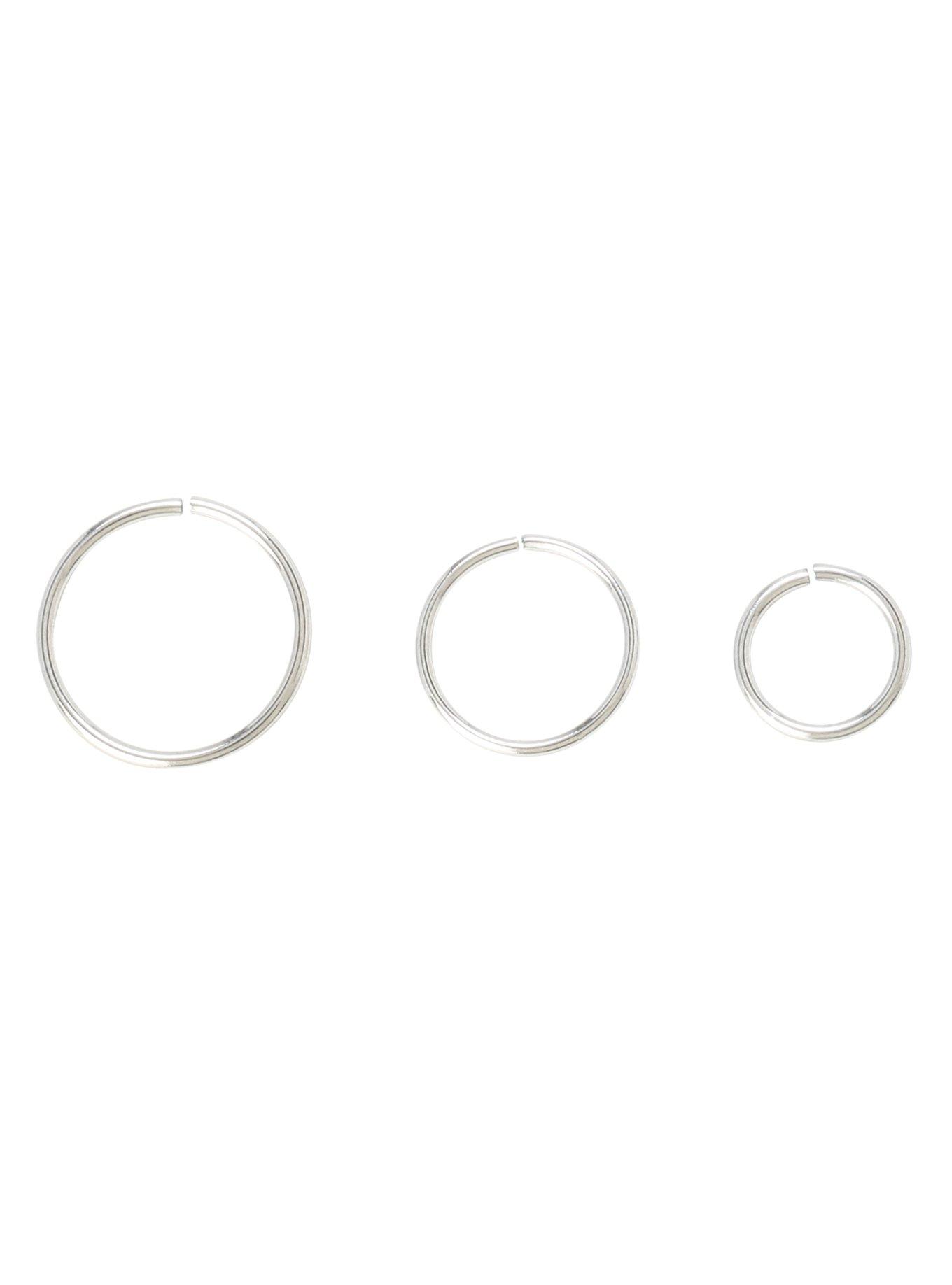 Steel 6mm 8mm 10mm Seamless Nose Hoop 3 Pack, , hi-res