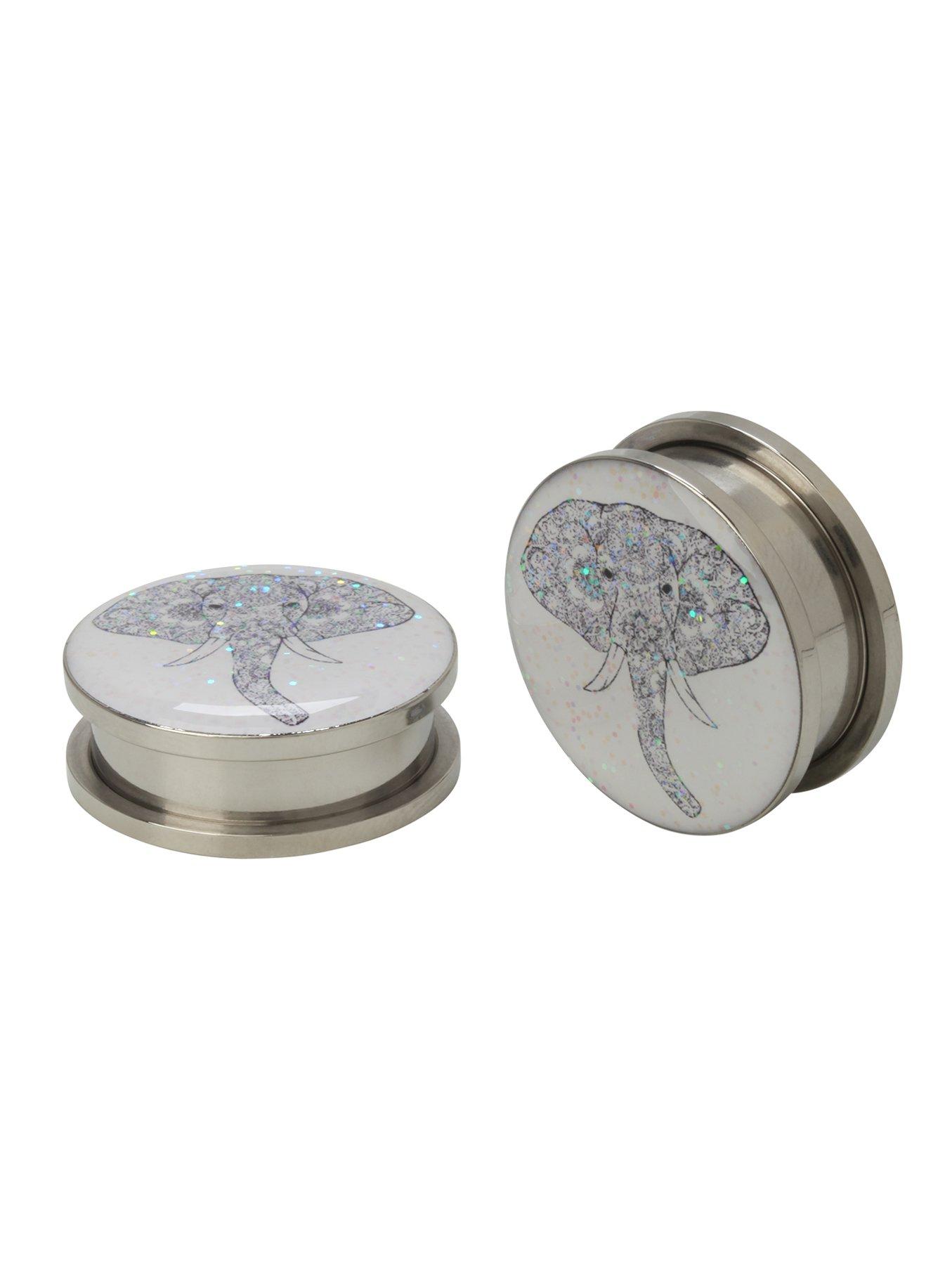 Steel Glitter Elephant Spool Plug 2 Pack | Hot Topic