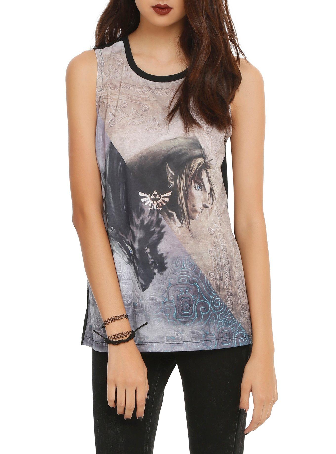 The Legend Of Zelda: Twilight Princess Split Girls Muscle Top, BLACK, hi-res