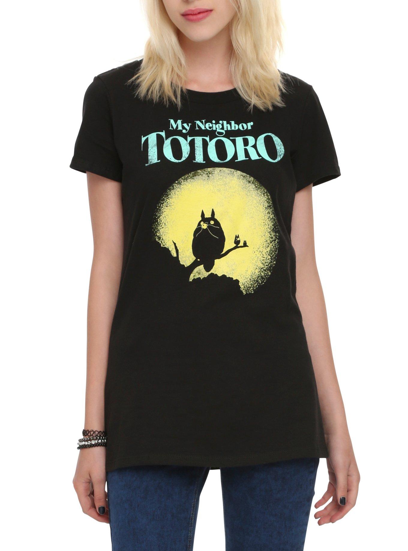 Studio Ghibli Her Universe My Neighbor Totoro Moon Silhouette Glow-In-The-Dark Girls T-Shirt, BLACK, hi-res