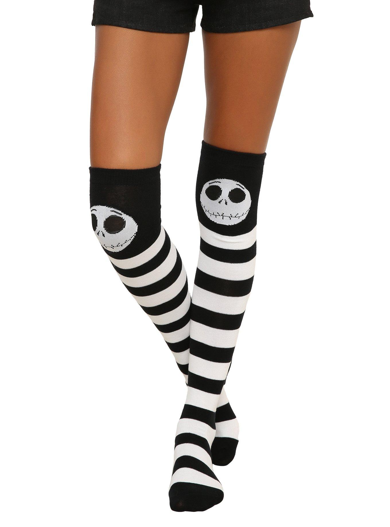 The Nightmare Before Christmas Jack Striped Over-The-Knee Socks, , hi-res