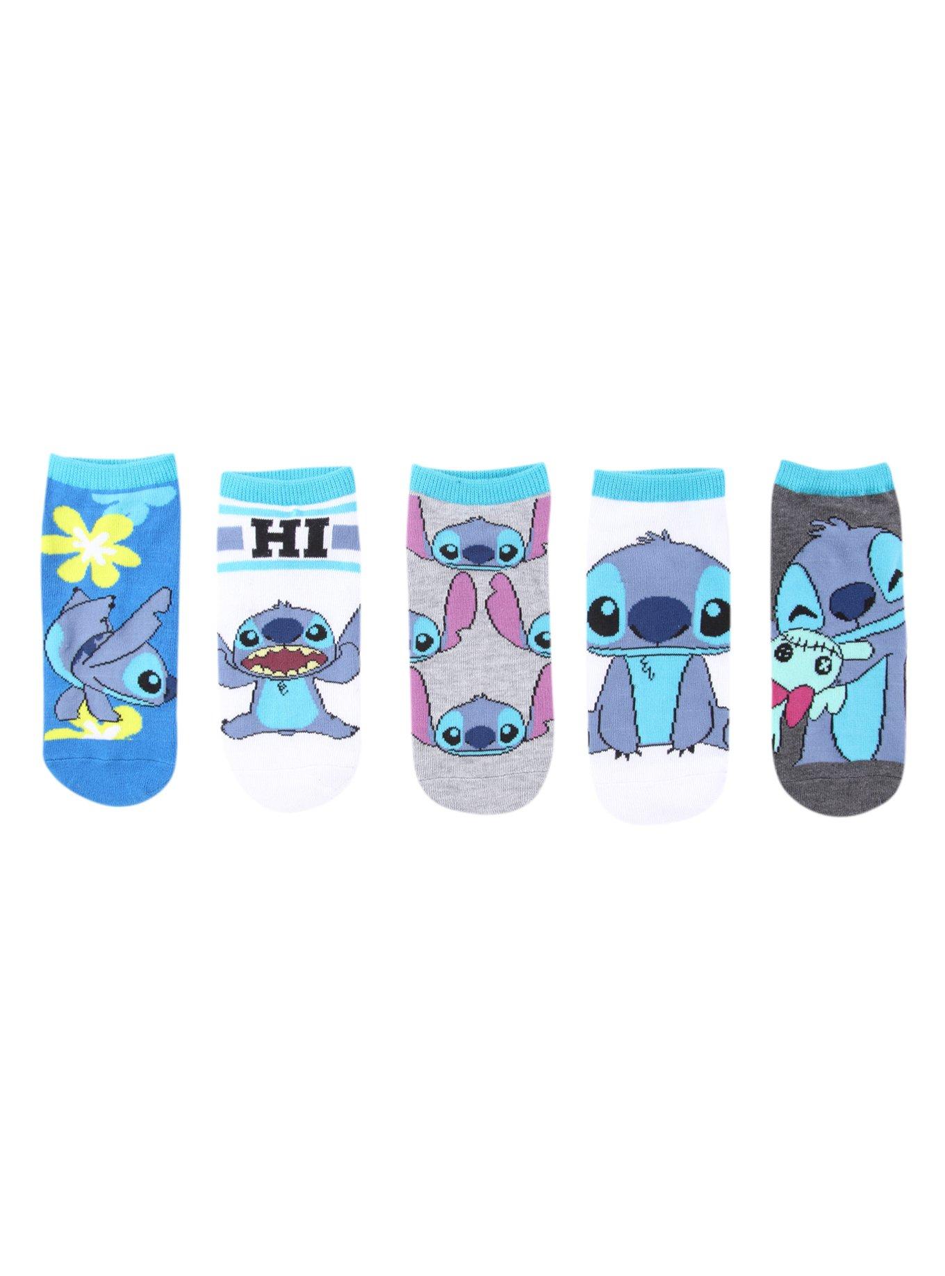 Disney Lilo & Stitch Character No-Show Socks 5 Pair, , hi-res
