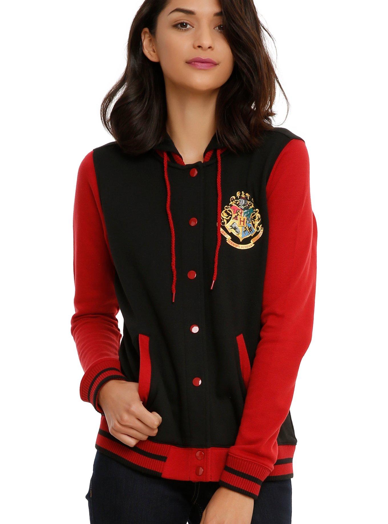 Harry Potter Hogwarts Crest Girls Varsity Jacket, BLACK, hi-res