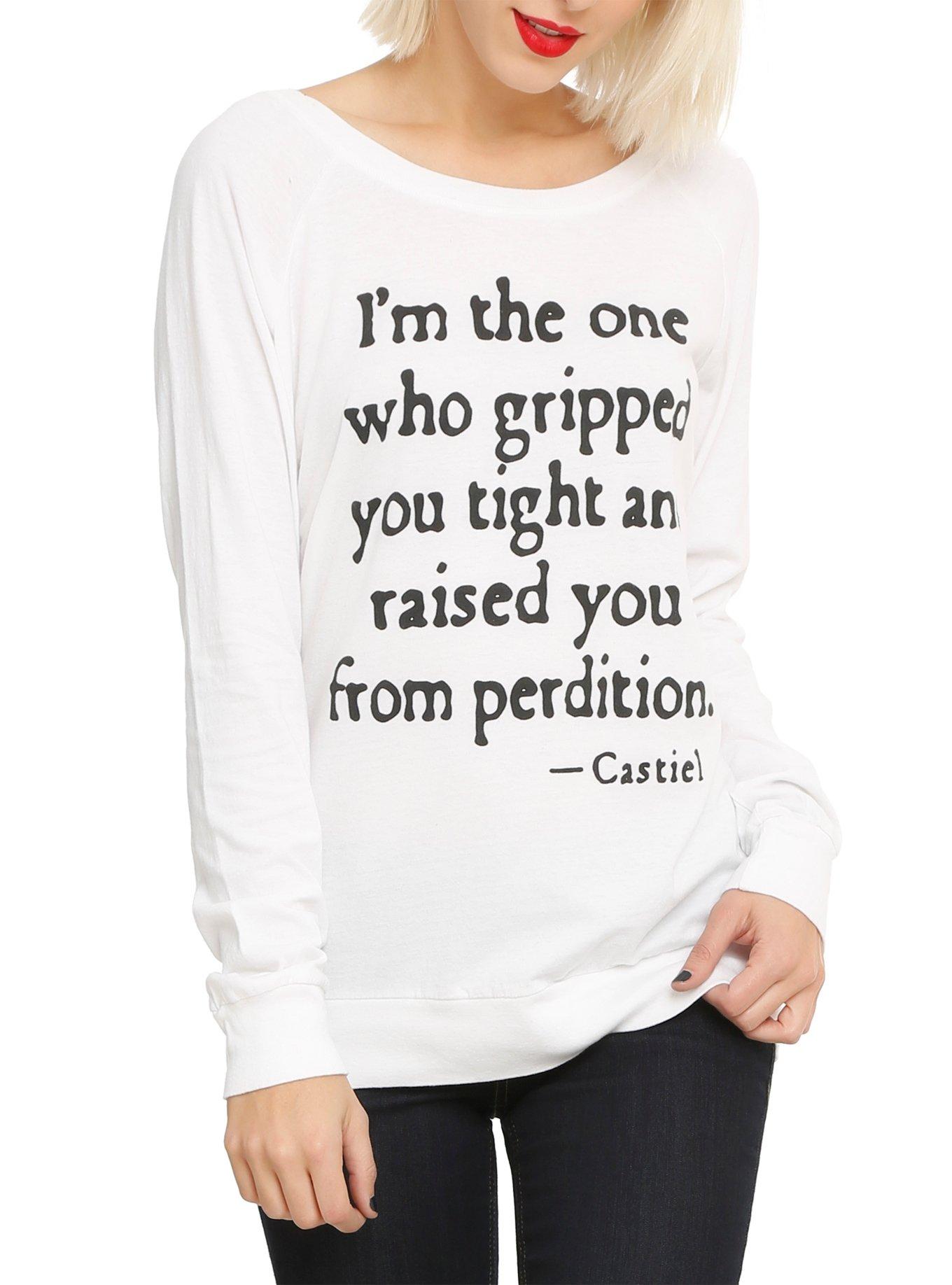 Supernatural Castiel Perdition Girls Pullover Top, BLACK, hi-res