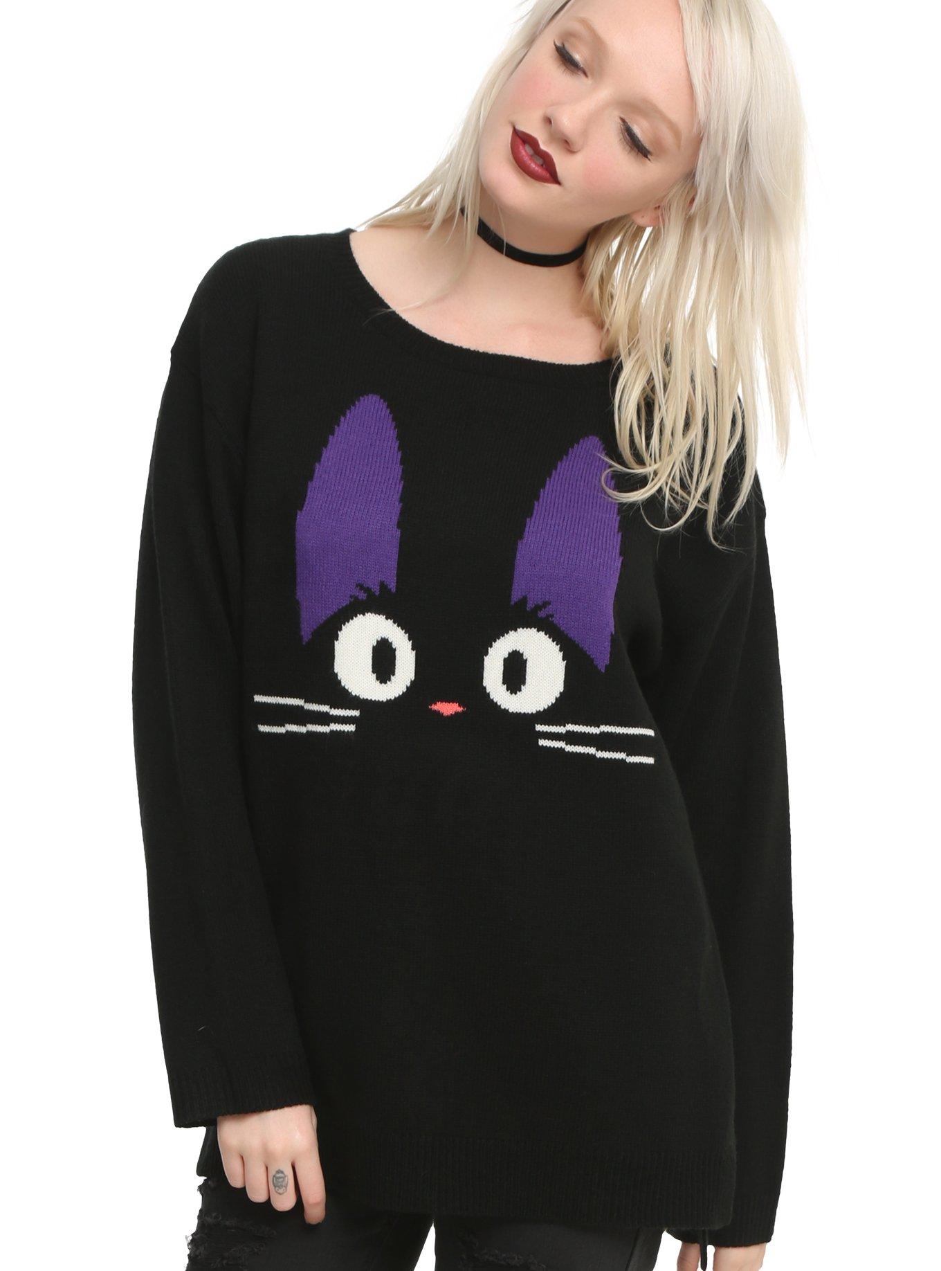 Her Universe Studio Ghibli Kiki's Delivery Service Jiji Girls Sweater, BLACK, hi-res