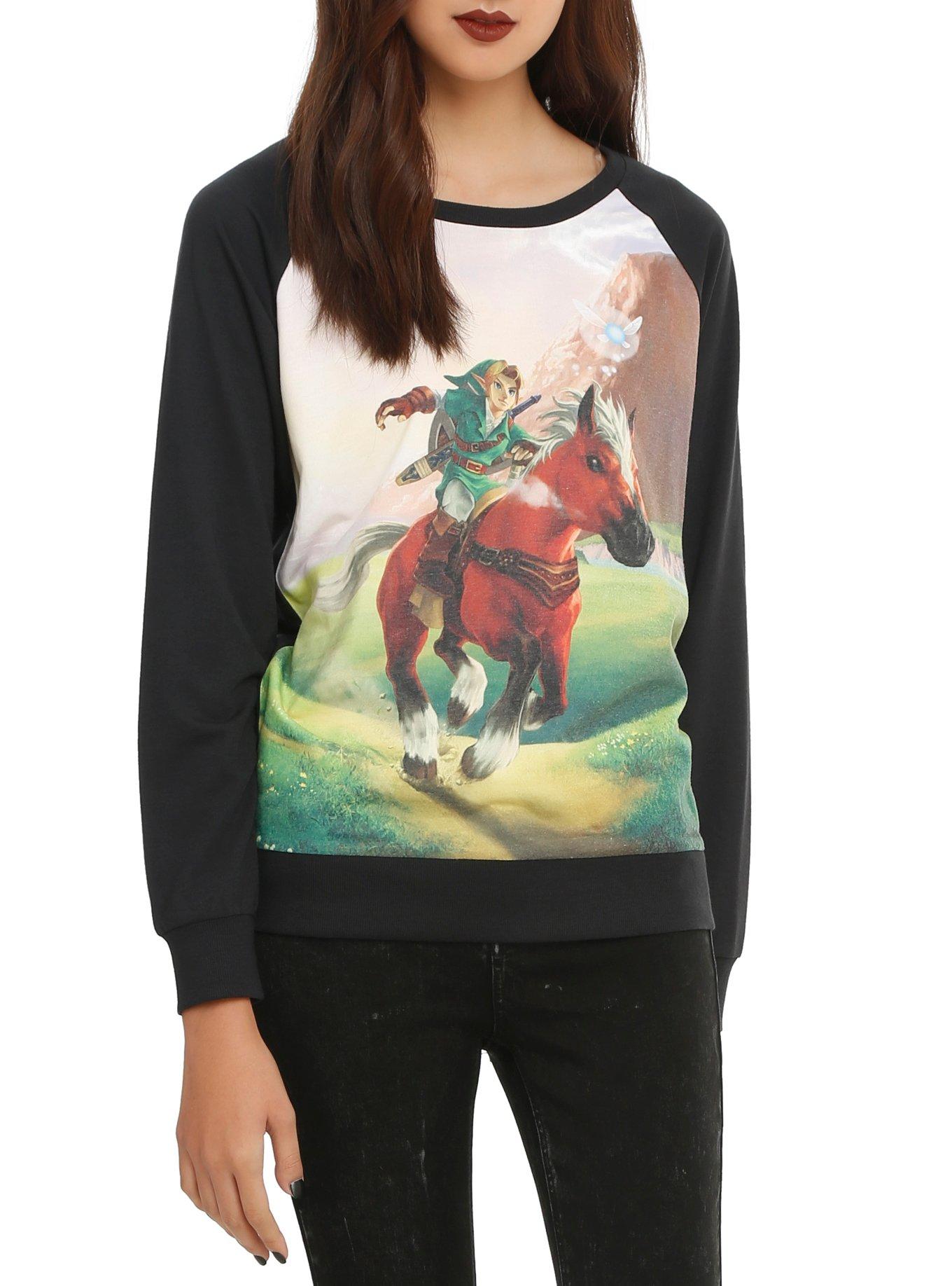 The Legend Of Zelda: Ocarina Of Time 3D Link & Epona Pullover Top, BLACK, hi-res