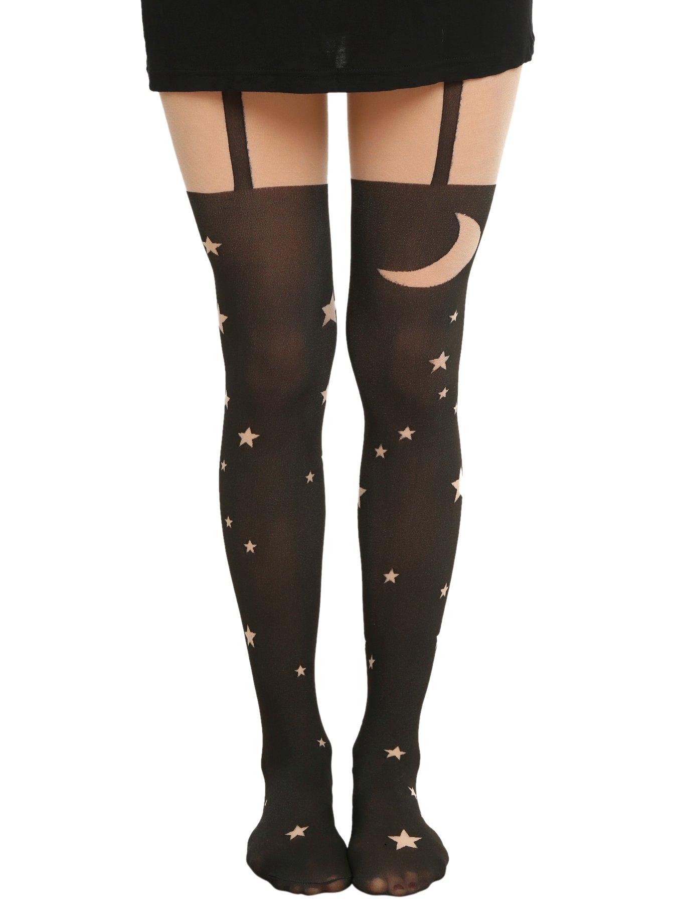 Lovesick Moon And Stars Faux Thigh High Tights Hot Topic